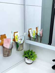 ที่วางแปรงสีฟัน ยาสีฟัน หมีน้อย ชั้นวางของในห้องน้ำติดผนัง จัดส่งรวดเร็วภายในประเทศไทย กล่องเก็บอุปกรณ์อาบน้ำ