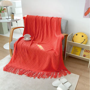 American Knitted Blanket Towel Blanket Adult Shawl Casual Blanket Sofa Lunch Break Wool Blanket Tailstock Pillow Blanket Hotel Bed Runner