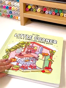 【Blinkin】สมุดระบายสี 40 แผ่น พิมพ์ได้อย่างชัดเจน กระดาษหนา FUZZY HYGGE สัตว์ขนาดเล็กข้างกองไฟ