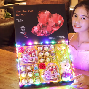 Dove Premium Chocolate Gift Box with LED Romantic Fairy Lights - Assorted Sweets & Chocolates Snack Pack | Perfect Unforgettable Gift for Birthday Valentines Day Teachers Day Christmas & Anniversary | Ideal Choice for Girlfriend Wife Bestie