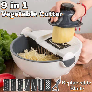 9 in 1 Multifunctional Vegetable Cutter Detachable Drainage Basket Fruit Slicer Peeler Set