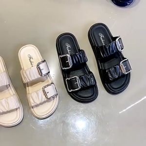 Dép Lê 2 Quai Nhún 2 phối khuy Đế Cao Su Thơm Mềm ÊM Chân Phong Cách Hàn Quốc mã HQ16