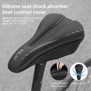 Eslnf(ESLNF) | Soft Bike Seat Cover Silicone Thickened Cushion Padded Shock Absorption Anti-slip Bicycle Seat Cushion Cover Cycling Chair Part