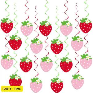 24/48 Pcs Strawberry Hanging Swirl Banners - Berry First Birthday Baby Shower & Strawberry Themed Party Decorations