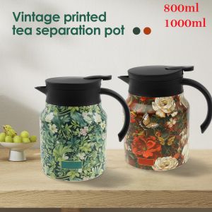 1000/800ML Tea Pot Stainless Steel Thermal Tea Kettle with Tea Strainer Built Infuser Brewer Teapot for Home Office Hot Kettle