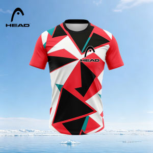 HEAD | Áo Thun Tennis Nam Màu Đỏ HEAD Nhanh Khô Thoáng Khí In Hình Tam Giác Hình Học Tay Ngắn Áo Thể Thao Dành Cho Tập Luyện Thể Thao Ngoài Trời