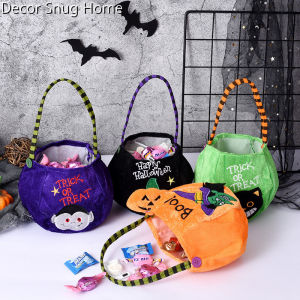 【Free Shipping】Kids Witch Pumpkin Ghost Favor Basket Trick or Treat Candy Tote Bag Halloween Decorations Candy Bag Party Decor Dress Up Props