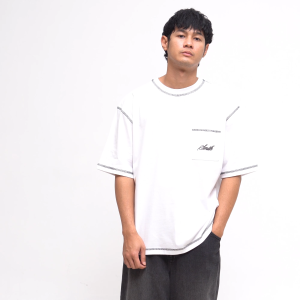 House of Smith Kaos Oversize Pria - Smith Pocket Oversized Tshirt White - Oversize T Shirt