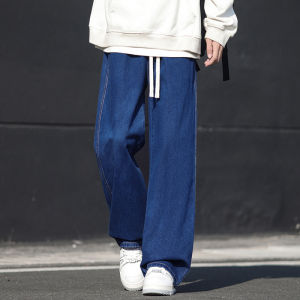 กางเกงยีนส์ทรงตรงสำหรับผู้ชาย กางเกงขายาวลำลองสไตล์อเมริกัน High Street กางเกงขายาวทรงหลวมๆ ฤดูใบไม้ร่วง 2024 แบรนด์ Huiyuan