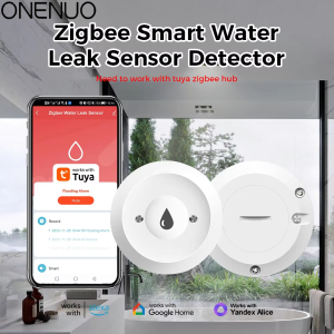 Zigbee Leak Flood Detector Tuya Water Sensor App Remote Monitoring for Kitchen/Bathroom Support Home Assistant