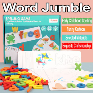Wooden Spelling Game Educational Toys Word Jumble Early Education Exercise Thinking Game Learning Card Games Wooden Cardboard English Spelling Alphabet Game English Words Reading Educational Toy  Childrens Educational Fun jigsaw Puzzles