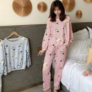 Bộ Đồ Ngủ Cotton Mùa Hè Cho Nữ in Họa Tiết Hoạt Hình Cổ Vuông Ren Tay Ngắn Quần Short Mặc Nhà Thoải Mái Thoáng Khí
