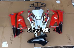 Cover Body Fullset Halus Honda Supra Fit New Api Lis Stiker 2006 s/d 2007 Merah Putih