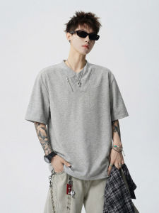 WUKONGYOUHUO | Asymmetric V-Neck Loose Casual T-Shirt