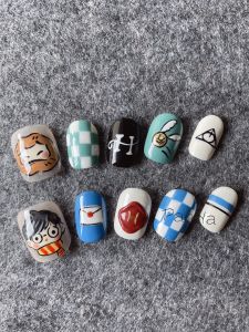 Hand-Painted Cute Harry Potter Magic School Short Wearing False Nails Bright Color Series Chinese Brand Unbranded Normal Specification