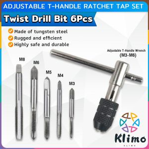 Klimo Hand Tap Set Adjustable Manual Tapping Tool Set for Home Use Adjustable T-Handle Ratchet Wrench