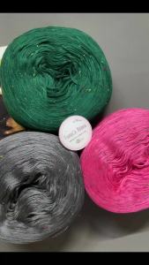 Yarn - Sợi Lụa 100% - Silk hoa phẩy trên thân sợi | Sợi chập ~ 0.8mm) | Sợi mền bóng nhẹ và mát dùng đan móc mùa hè