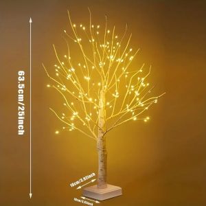 Birch Tree Night Light Warm White LED Branch Lamp for Bedroom Living Room Table Decor Christmas Halloween Holiday Display