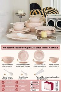 JINGDITAOCI | Underglaze Colored Embossed French Style Home Dinnerware Set