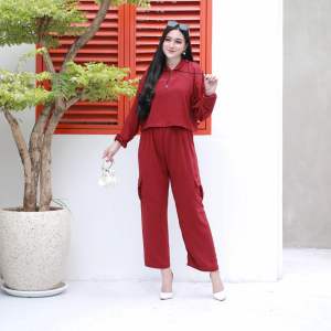 Flora Set - Oneset Crop Crinkle Airflow - Oneset Crop Terbaru