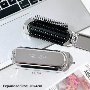 Portable Folding Hair Comb Massage Air Cushion Comb Dual Function Hair Curling Mirror Compact Personal Care Grooming Tool