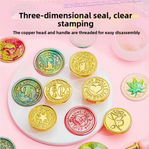 KAMOLAN | Seal Wax Set Wax Melting Lamp Gift Box Jelly Wax Childrens DIY Toys Gouka Stickers Wax Beads Stamp Head Molds