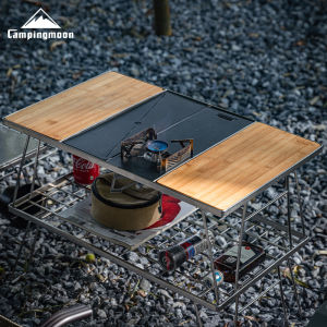 CAMPINGMOON GT-3 Black Camping Accessories Set Portable Camp Kitchen Table Outdoor Camping Gas Stove burner Rack Folding Table