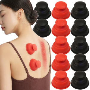 ชุดถ้วยสุญญากาศซิลิโคนแบบพกพา8ชิ้นตัวดูดแรงดันอากาศสำหรับหลังคอ Relief อาการปวดจุกดูดชุดนวดบำบัดแบบพกพา