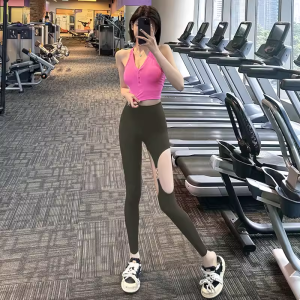 กางเกงโยคะทรงหลวมเอวสูง กางเกงขายาวทรงสลิมฟิตเนส ผ้าไนลอน ระบายอากาศได้ดี แห้งเร็ว ยืดหยุ่นสูง สำหรับผู้หญิง