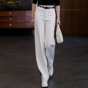 High Waist Wide Leg Cotton Denim Jeans Womens Spring Autumn 2025 New Style Slimming Washed Straight Cut Trousers