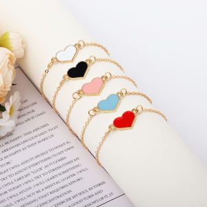 Corinna Fashionable Peach Heart Love Bracelet Gold-plated Alloy Heart-shaped Womens Bracelets Best Gift