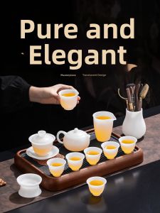 TANGFENG | White Porcelain Teaware Set New Style Simple Fired Jade-Like