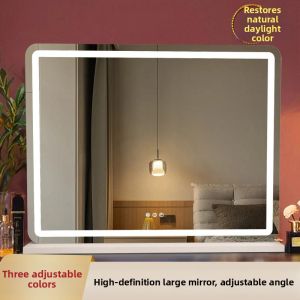 LIWAN | LED Lighting Large Dressing Mirror for Students and Home Use High-Definition Mirror with Three Adjustable Color Temperatures Wall Mountable and Desk Placement