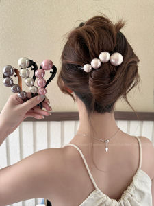 Elegant Large Pearl Hair Clip Womens Stylish New Back of Head High End Twist Clip Fashionable Hair Accessories