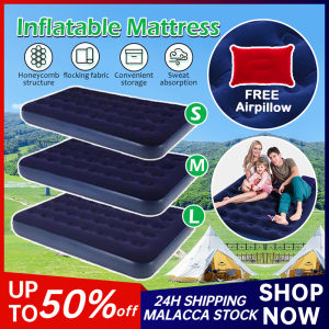 [Free Gift] Air Bed Tilam Angin Inflatable Camping Bed Outdoor Mattress Single Double Size Sleeping Bed Flocked for Tent Hiking Air Mattress