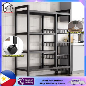 【COD&Local】Kitchen rack vegetable basket Shelf with wheels household floor-standing multi-layer sideboard fruit and vegetable storage rack microwave oven storage cabinet