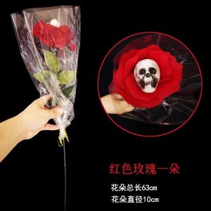 ดอกกุหลาบสีดำและแดงเทียมตกแต่งสำหรับงานฮาโลวีน สไตล์โกธิก เครื่องประดับตกแต่งดอกไม้สีดำและแดง ดอกไม้เทียมสำหรับถ่ายภาพ ดอกไม้เทียมสำหรับบรรยากาศ