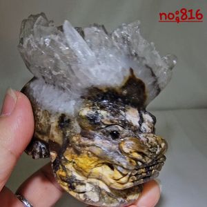 Natural Pure chrysanthemum quartz cluster Pixiu Ornaments/天然菊花晶簇貔貅摆件