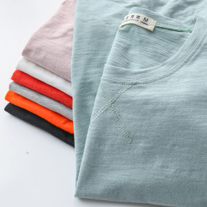 Áo Thun Nam Tay Dài Mùa Xuân Hè Thu Cotton Nguyên Chất Dáng Rộng Cổ Tròn Màu Trơn Chất Liệu Cotton Thoáng Khí Thoải Mái Cho Thanh Thiếu Niên