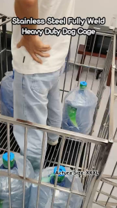 Dog Cage Stainless Steel Dog Crate Pet Cage Skylight Door With Wheels Load capacity 150KG Complimentary tray