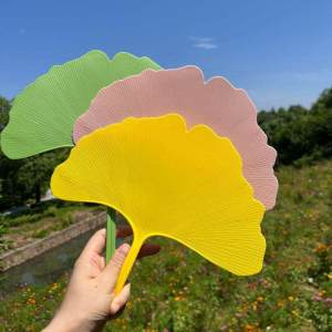 Korean Quality Aesthetic Ginkgo Leaf Reinforced Hand Fan