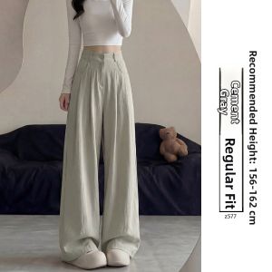YAYANGREN | High Waist Drapey Straight Leg Pants for Petite