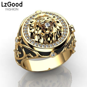 18K แหวนหมั้นทองพืชบริเวณ ผู้ชายและผู้หญิงแหวนพังค์ชูบ, ไททาเนียวหัวสิงโตยุโรป, และอเมริกันเป็นเดีย ผู้ใช้เทียม