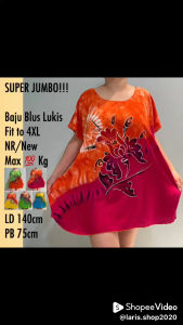 Muat 80-100kg!!!! BAJU BALI BLUS LUKIS JUMBO | ATASAN TOP BIGSIZE LD 140 FIT TO XXXXL NR/NEW REAL PICT