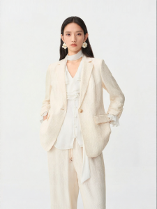 Koradior | Textured Lightweight Blazer Outwear 8-Sleeve