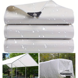 White Waterproof Tarp Awning Tarpaulin Rectangle Anti-UV Tarpaulins Sun Shade Sail Camping Garden Patio Yard Outdoor Canopy