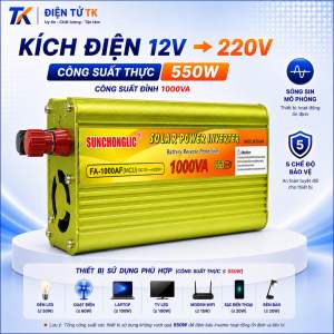 Kích Điện 12V Lên 220V 1000W SUNCHONGLIC FA-1000AF - Bộ Đổi Nguồn Inverter Chính Hãng