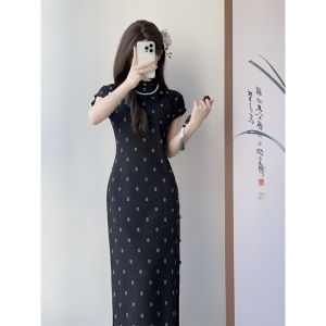 Black Slimming Newly Designed Chinese Style Young Cheongsam Full Open Front Daily Wear