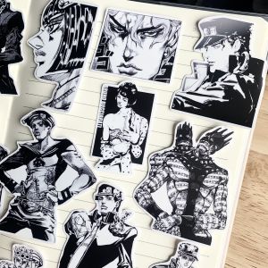 High Definition JOJO Adventure Stickers Waterproof Mobile Phone Case Decals Black And White Cartoon Stickers Lunalu Cat Notebook