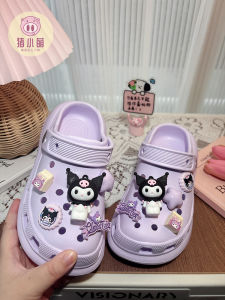Purple Girls Clog Slippers Indoor Outdoor Fashion Summer Children Home Wear Comfortable Anti-Slip EVA Flat Heel Cartoon Design